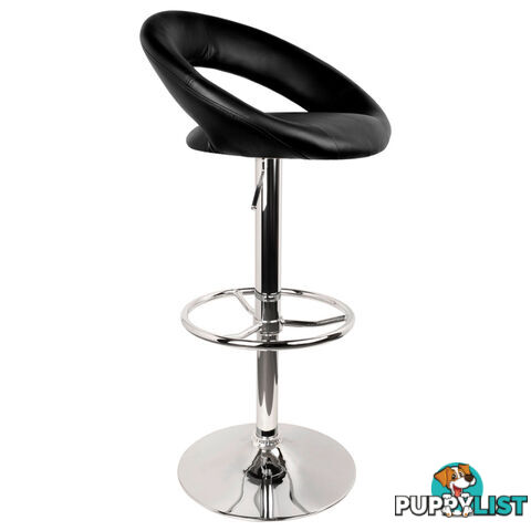 Set of 2 PU Leather Kitchen Bar Stool Black