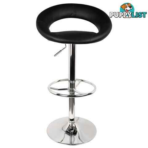 Set of 2 PU Leather Kitchen Bar Stool Black