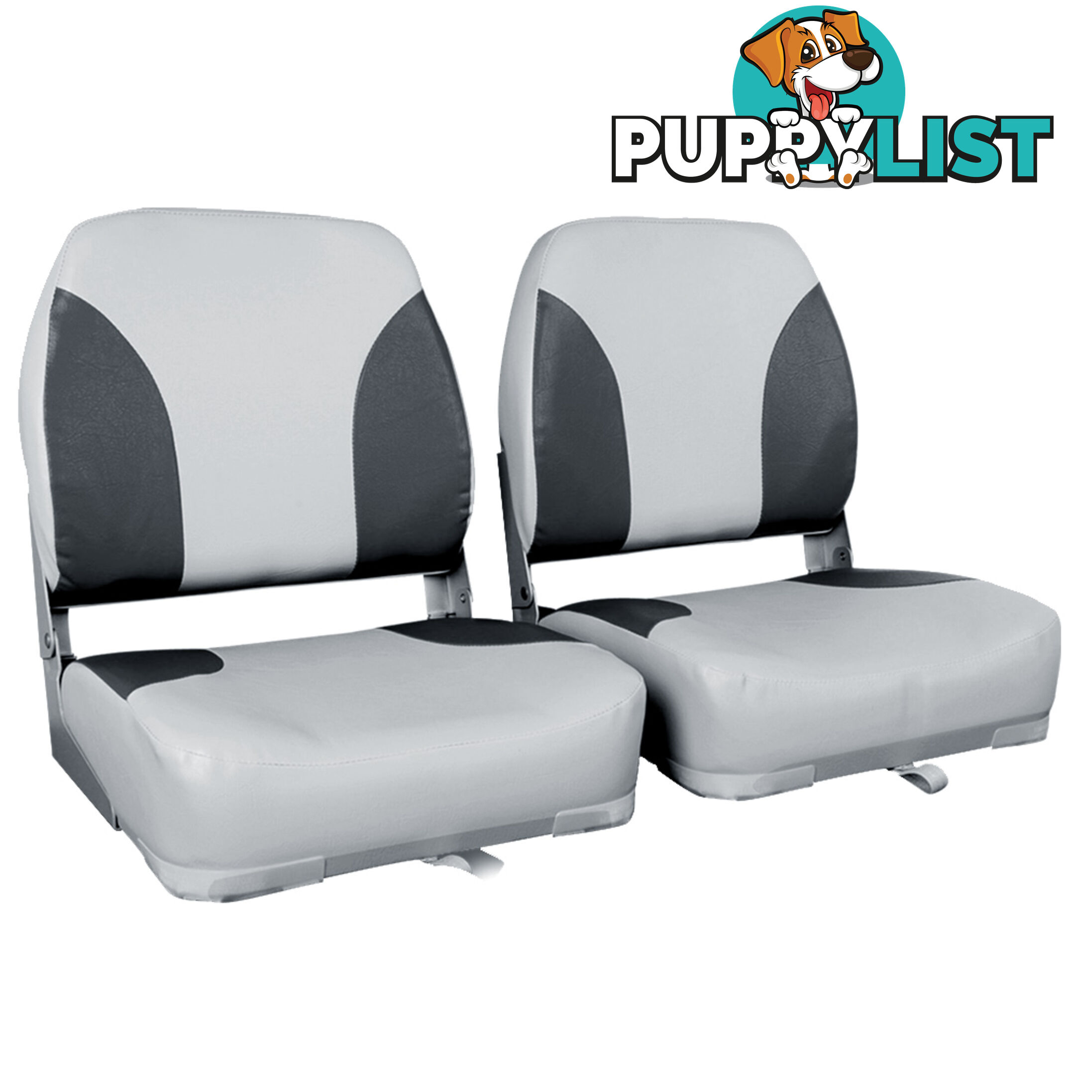 Set of 2 Swivel Folding Marine Boat Seats Grey Black