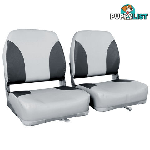 Set of 2 Swivel Folding Marine Boat Seats Grey Black