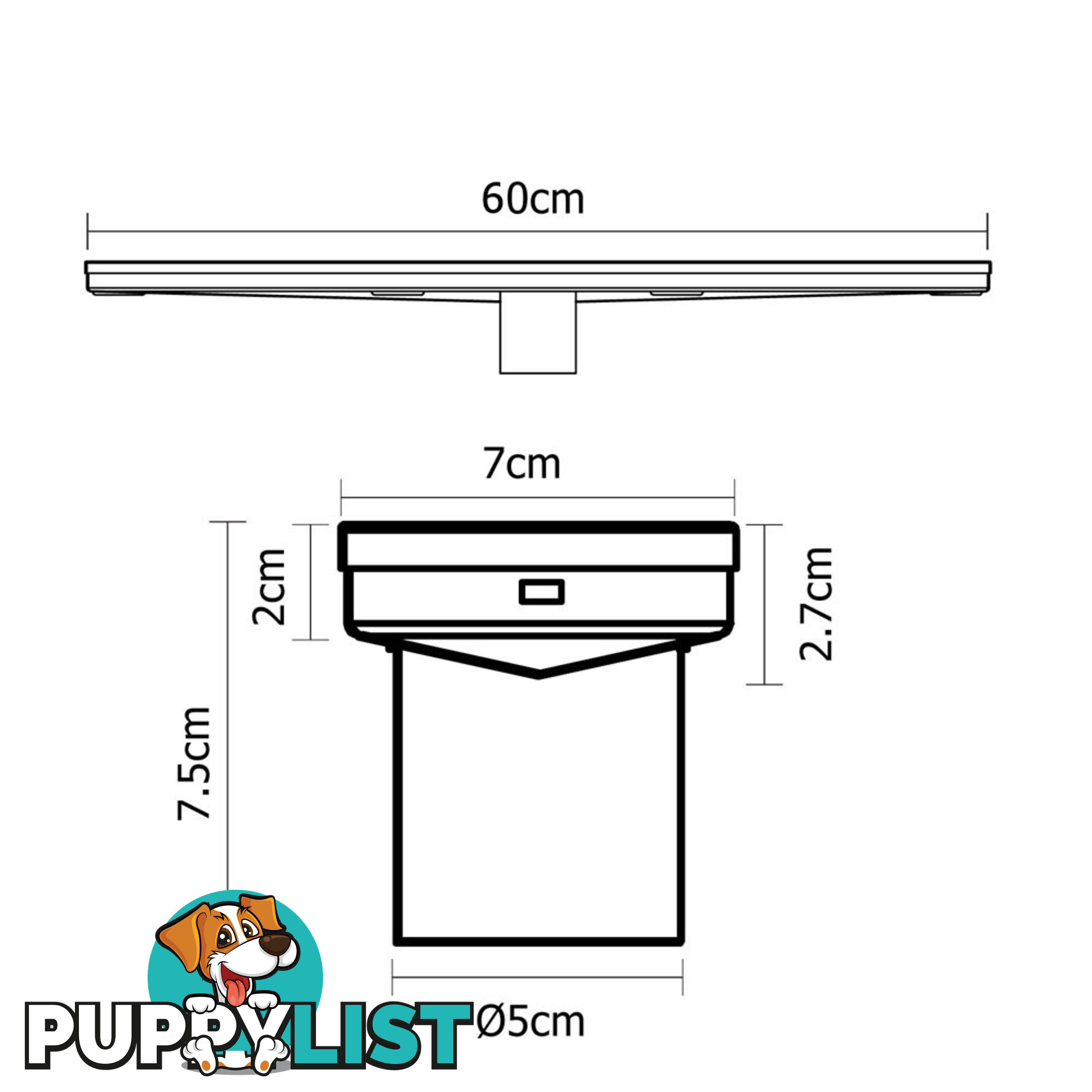 Tile Insert Stainless Steel Shower Grate Drain Floor Bathroom 600mm