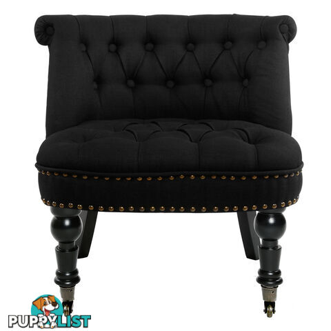 Lorraine Chair French Provincial Linen Fabric Sofa Pitch Black