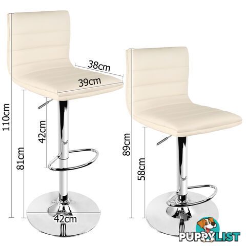 Set of 2 PU Leather Kitchen Bar Stool Beige