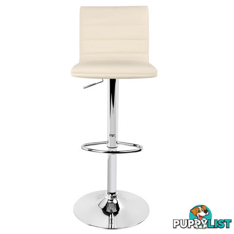 Set of 2 PU Leather Kitchen Bar Stool Beige