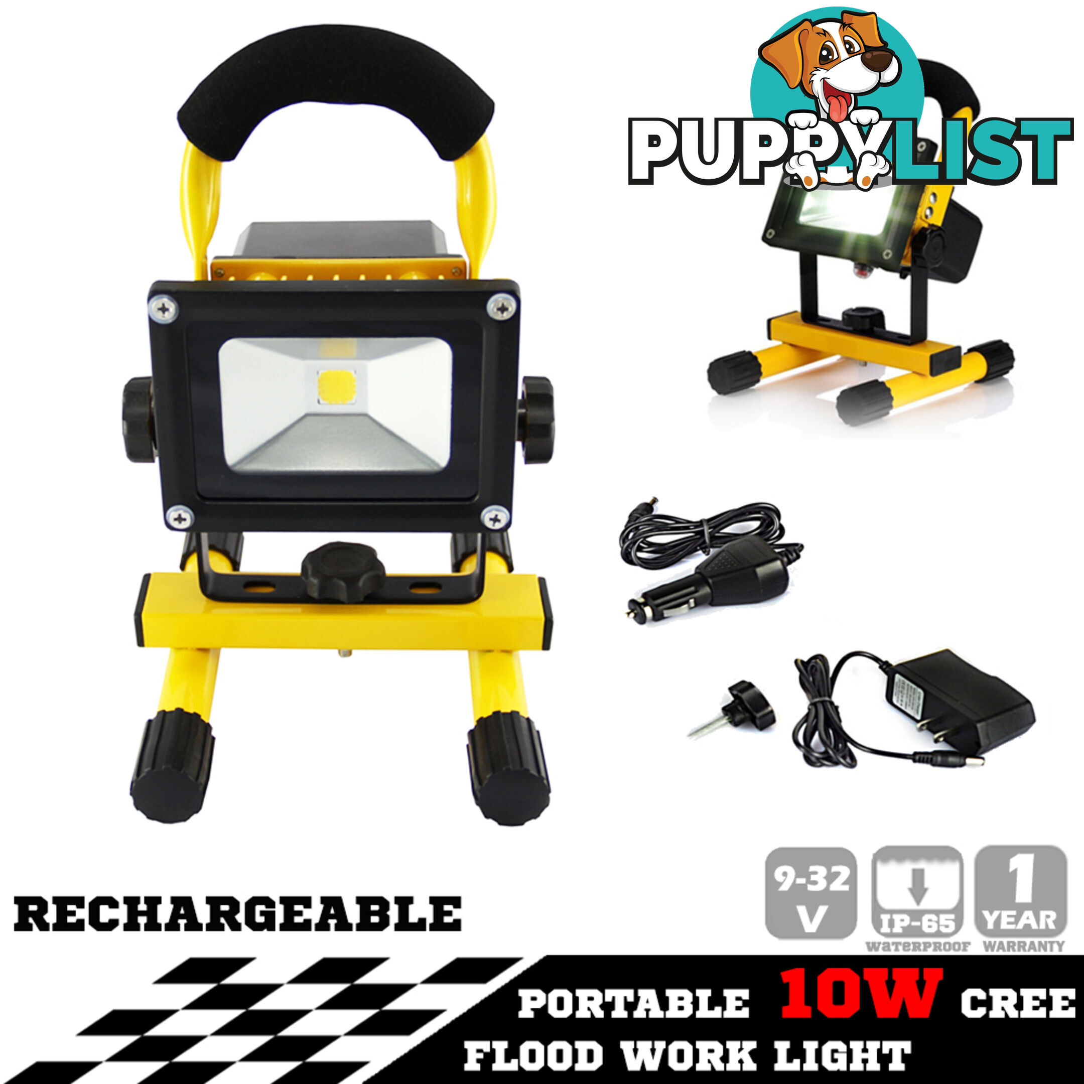 10W PORTABLE LED WORK LIGHT RECHARGEABLE FLOOD LIGHT LAMP CAMPING YELLOW