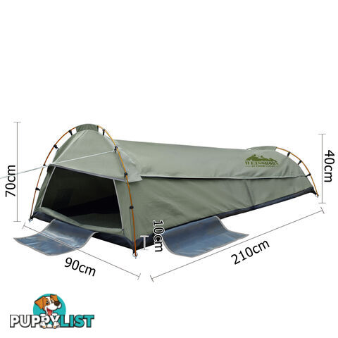 King Single Camping Canvas Swag Tent Celadon w/ Air Pillow