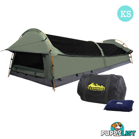 King Single Camping Canvas Swag Tent Celadon w/ Air Pillow