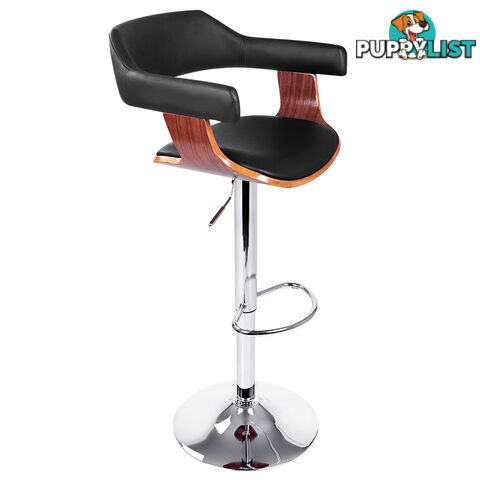 PU Leather Wooden Kitchen Bar Stool Black