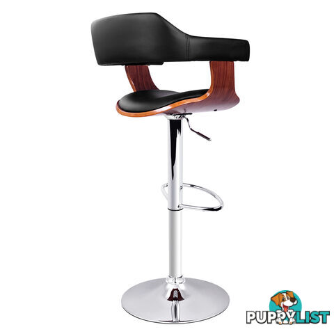 PU Leather Wooden Kitchen Bar Stool Black