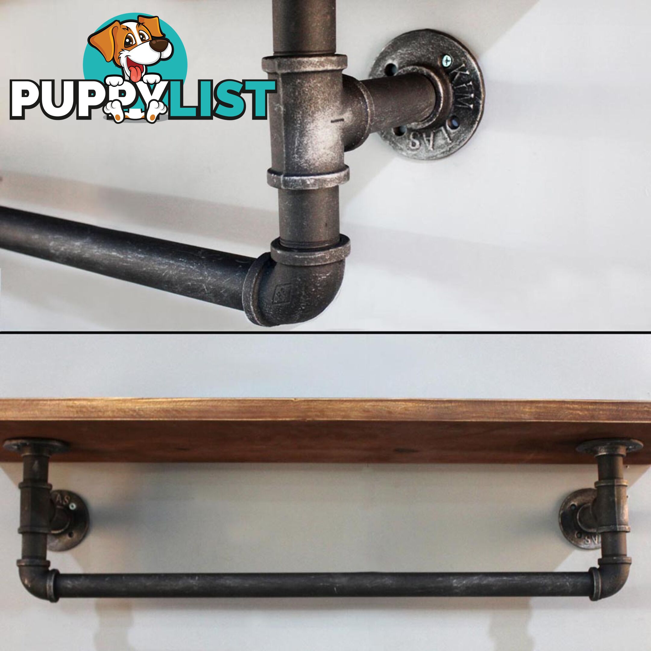 Rustic Industrial DIY Floating Pipe Shelf