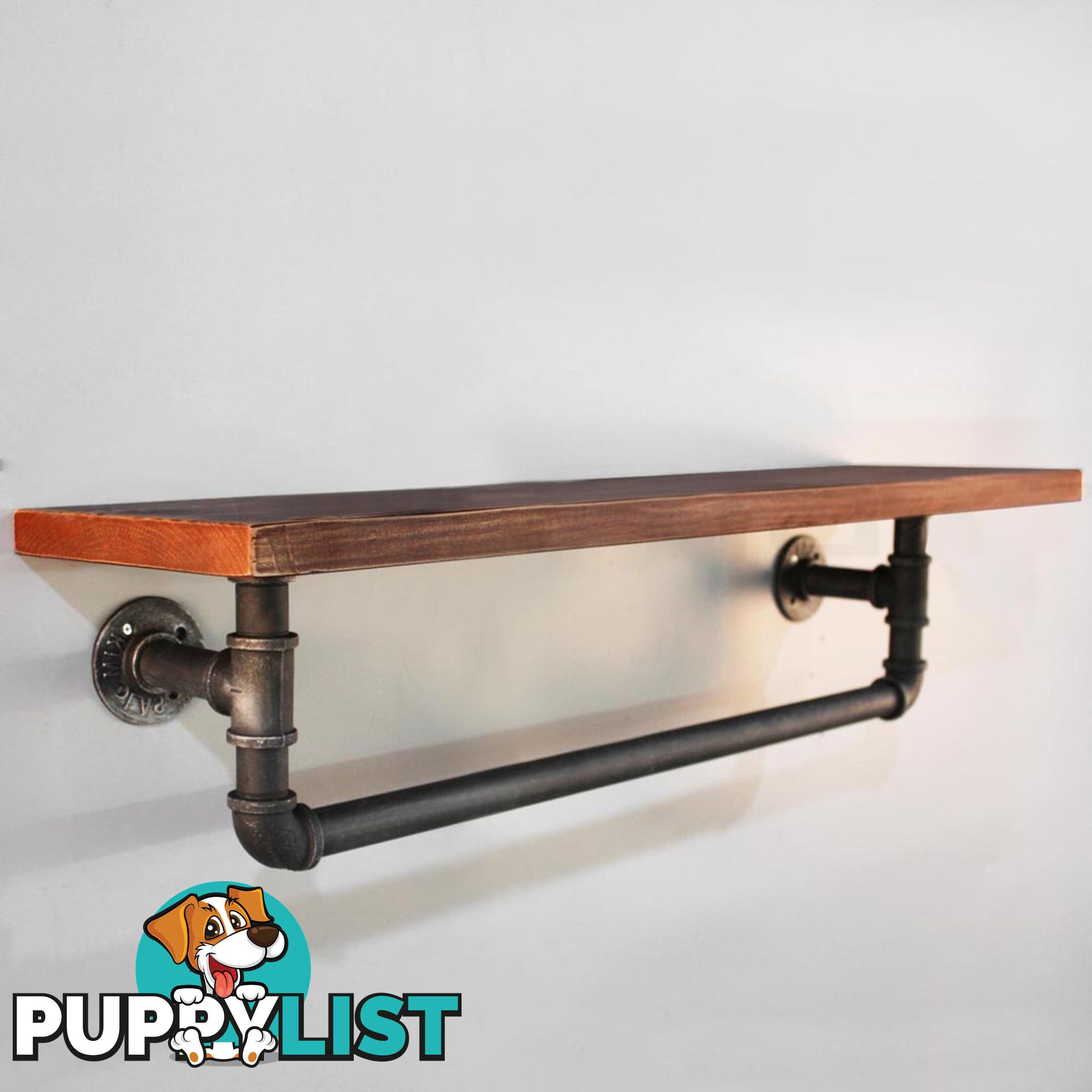 Rustic Industrial DIY Floating Pipe Shelf