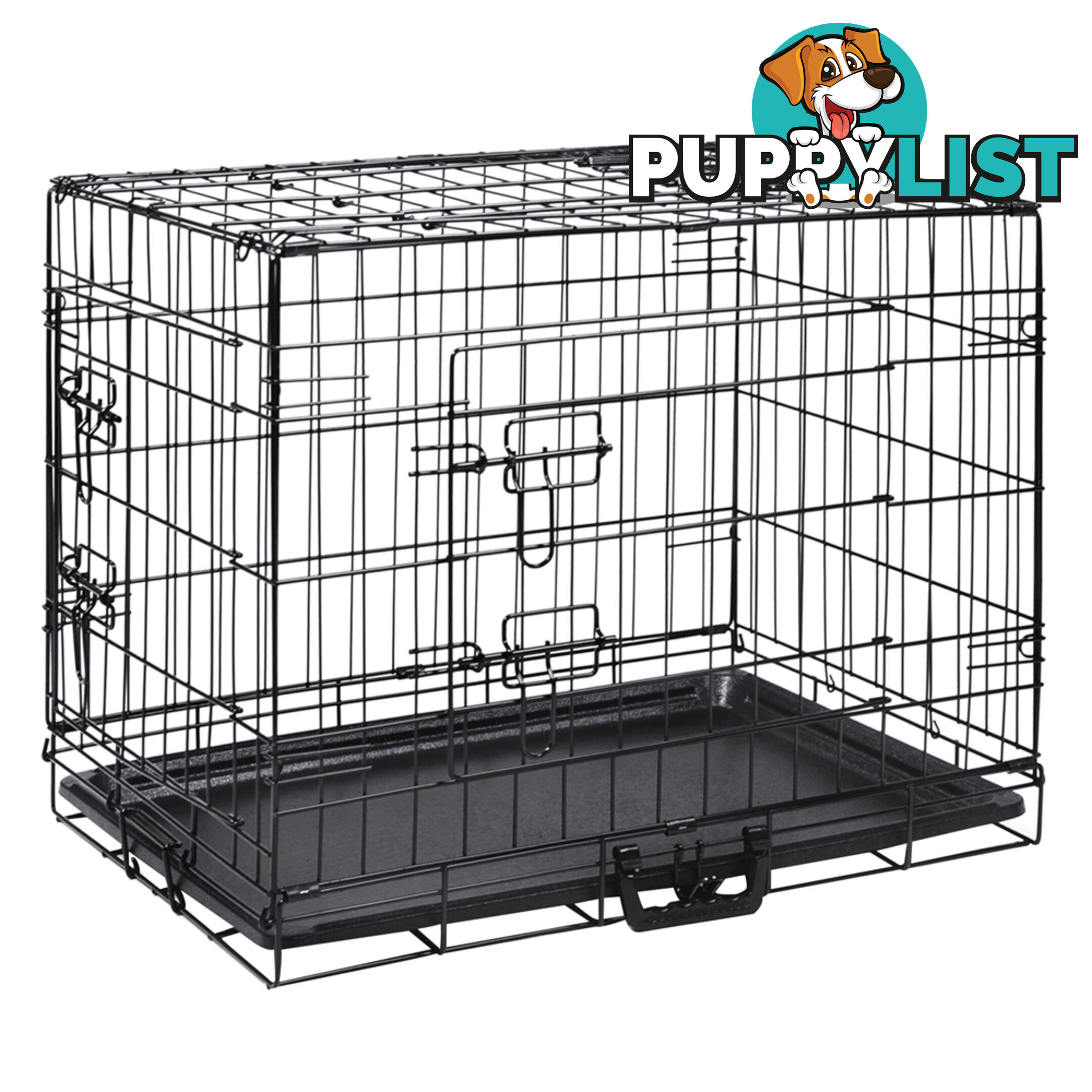 24 Inch Pet Portable Foldable Metal Cage Black