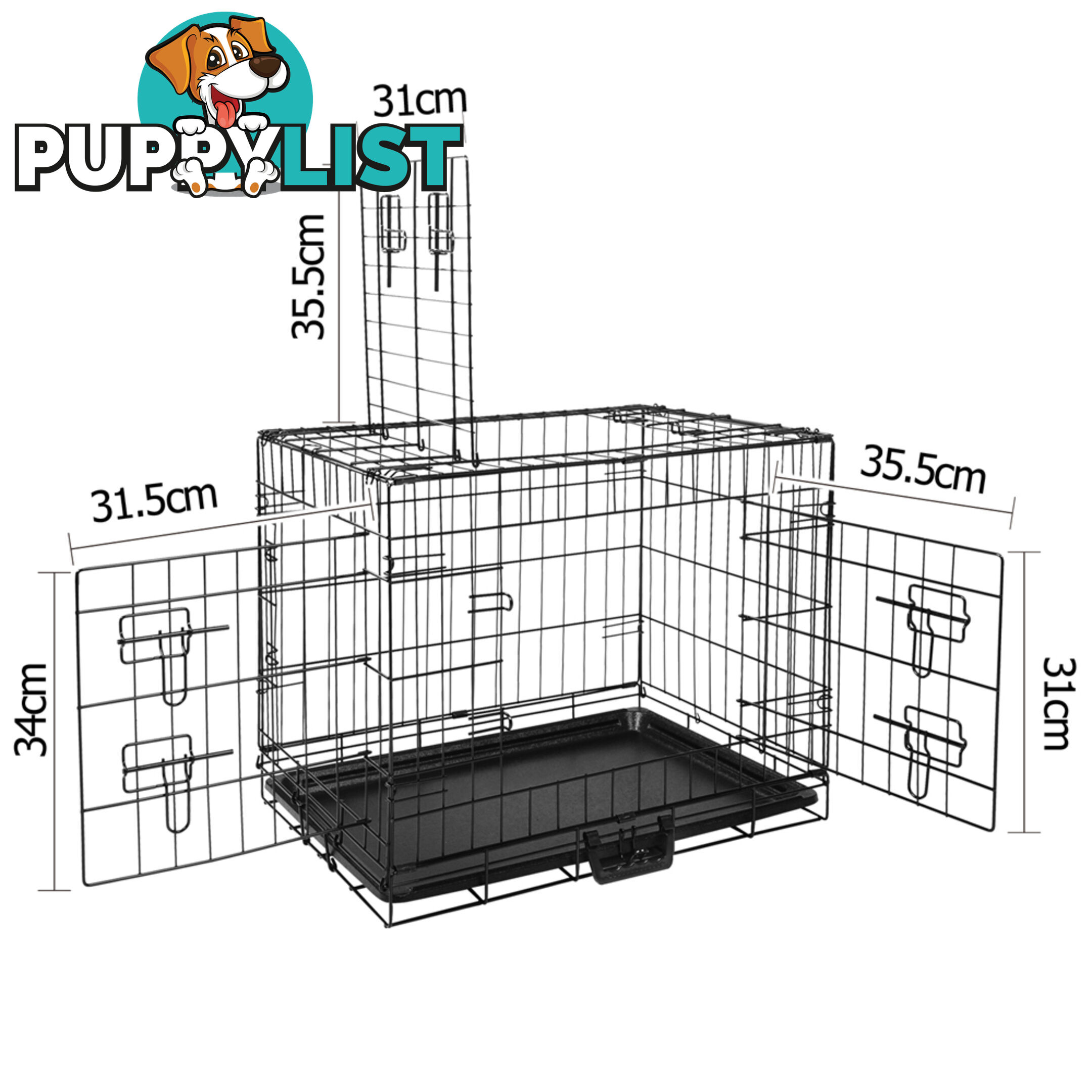 24 Inch Pet Portable Foldable Metal Cage Black