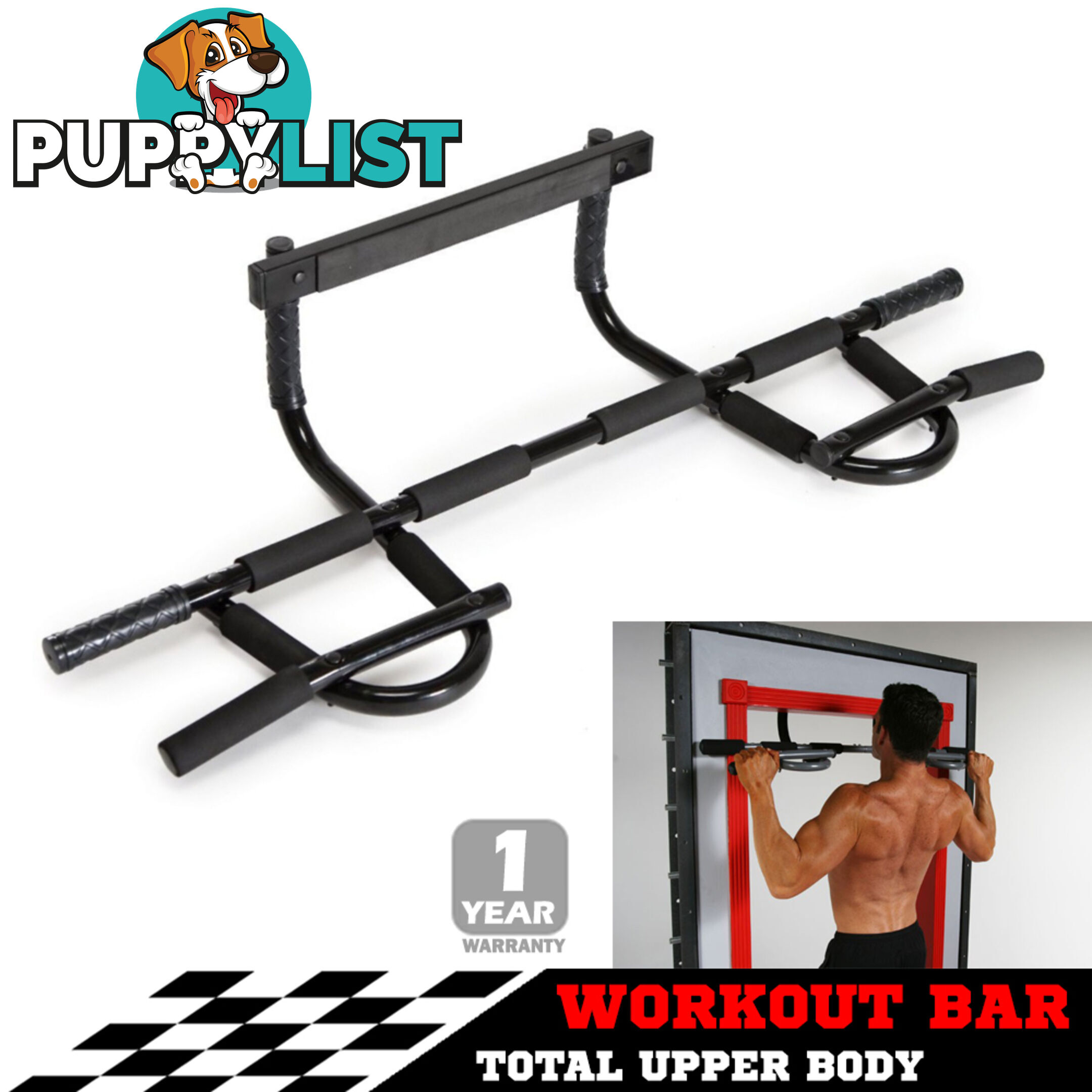 Portable Chin Up Workout Bar Home Door Pull Up Abs Exercise Doorway Wall Fitness