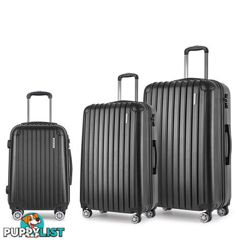 Set of 3 Hard Shell Travel Luggage with TSA Lock - Black