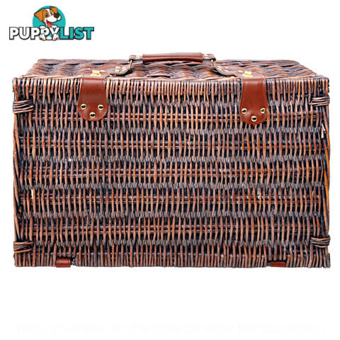 4 Person Picnic Basket Set w/ Cooler Bag Blanket