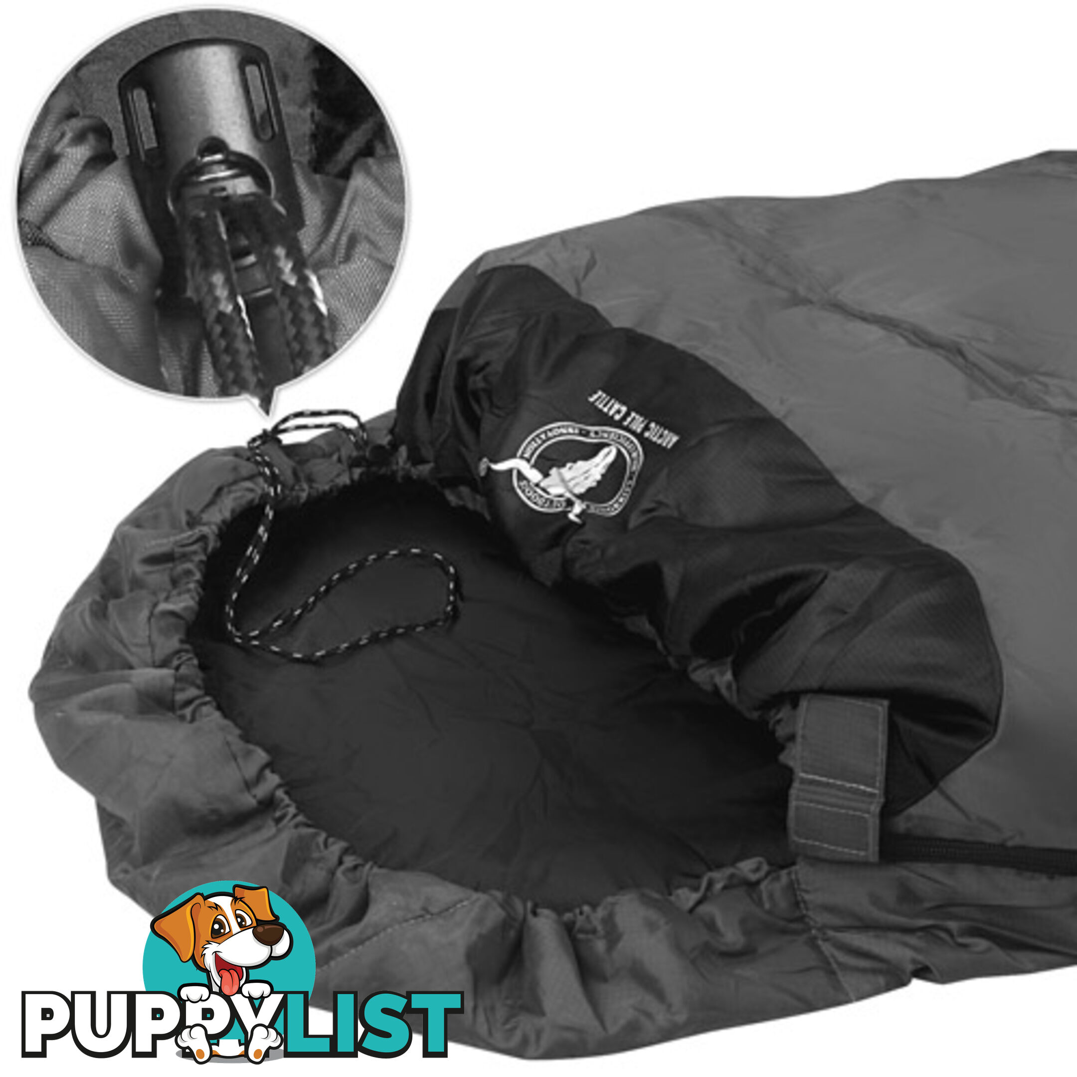 Single Camping Envelope Sleeping Bag Grey Black