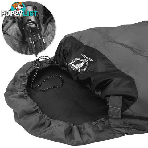 Single Camping Envelope Sleeping Bag Grey Black