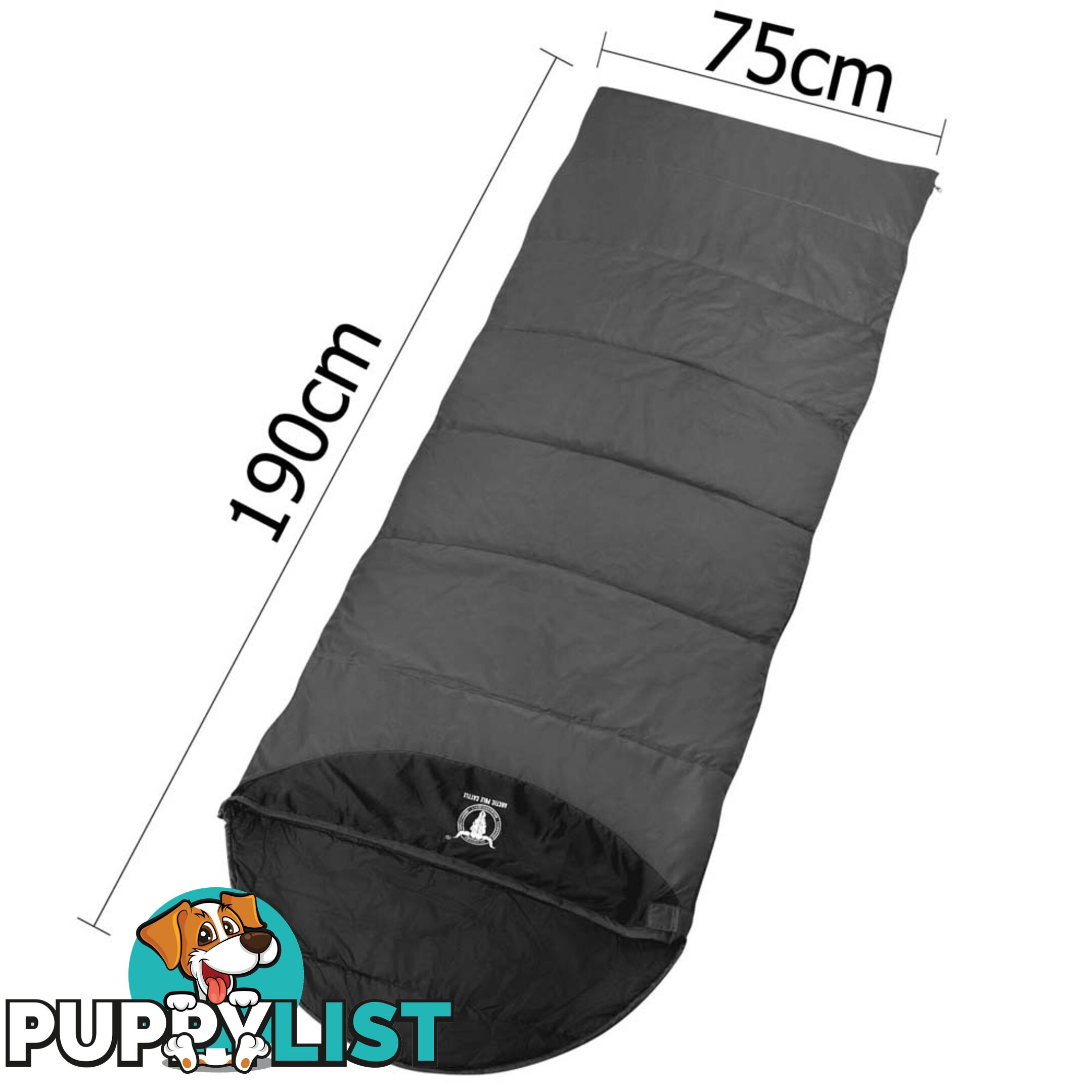 Single Camping Envelope Sleeping Bag Grey Black