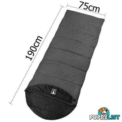 Single Camping Envelope Sleeping Bag Grey Black