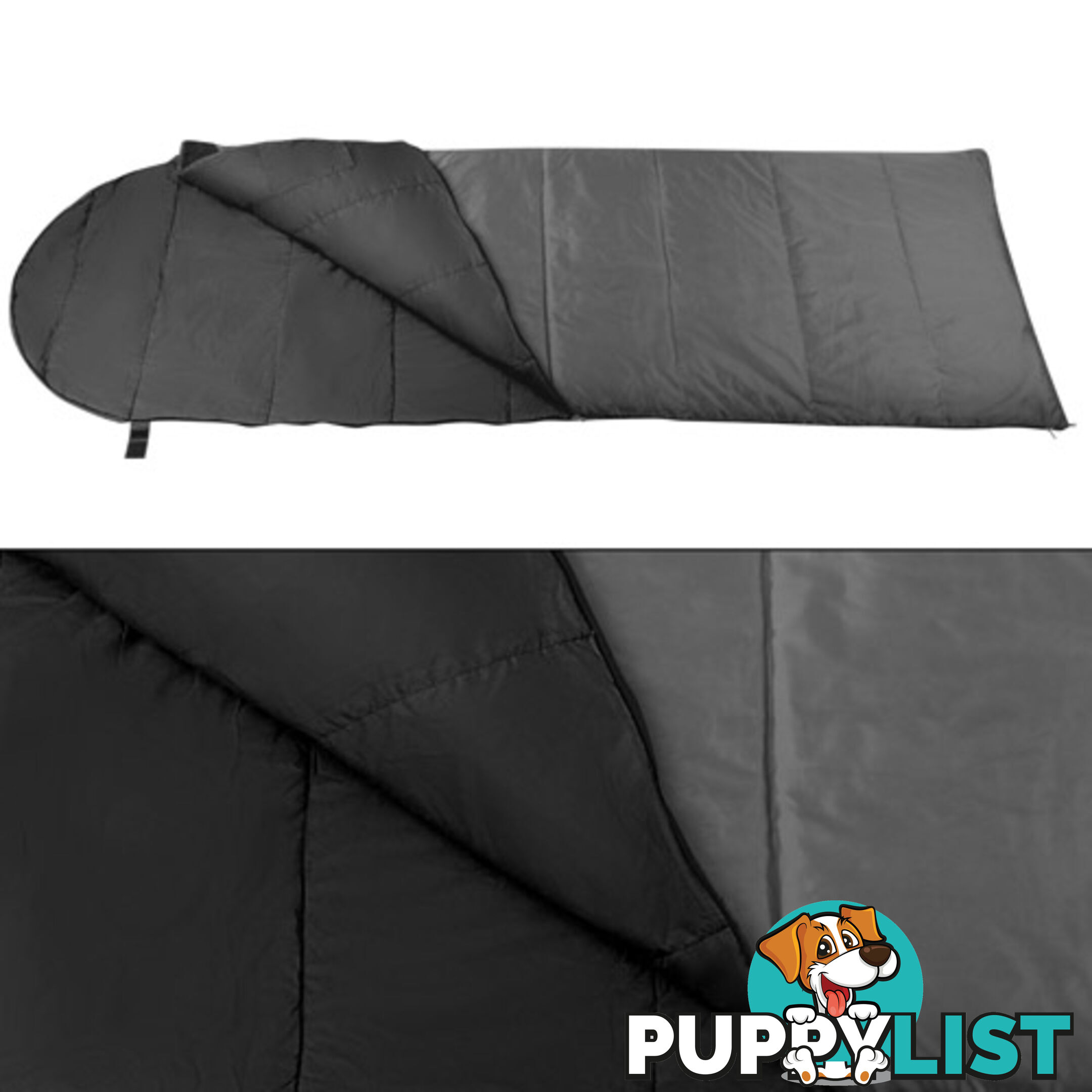 Single Camping Envelope Sleeping Bag Grey Black