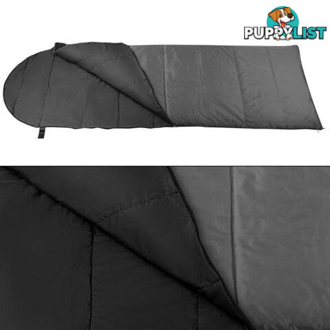 Single Camping Envelope Sleeping Bag Grey Black