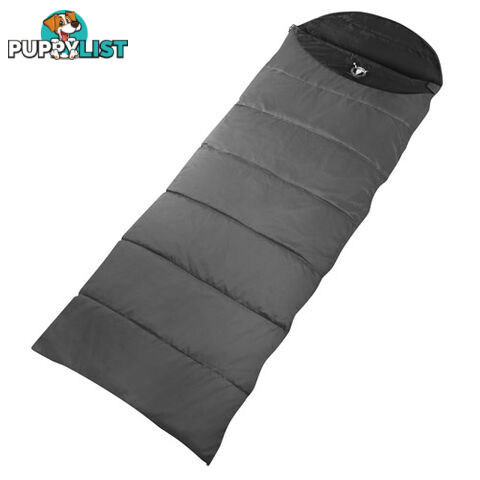 Single Camping Envelope Sleeping Bag Grey Black