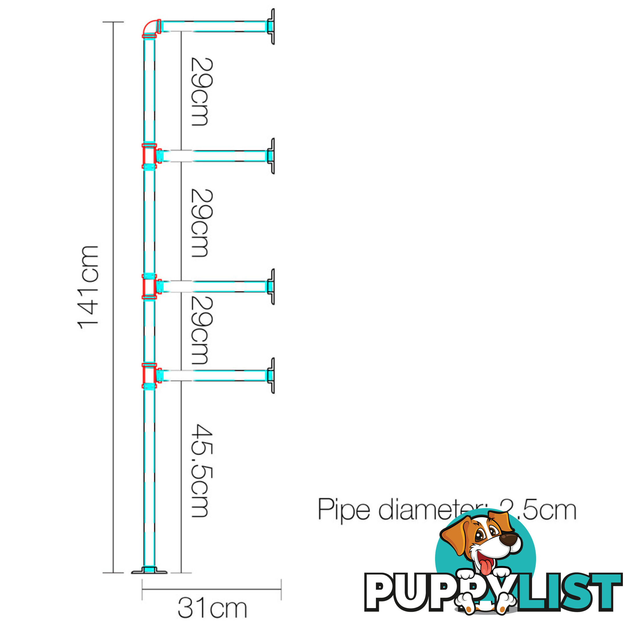 Wall Mount Pipe Bracket Shelf _ 141 CM