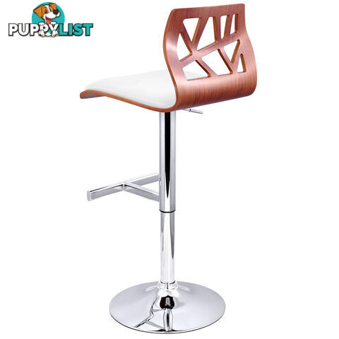 Set of 2 PU Leather Wooden Kitchen Bar Stool Padded Seat White