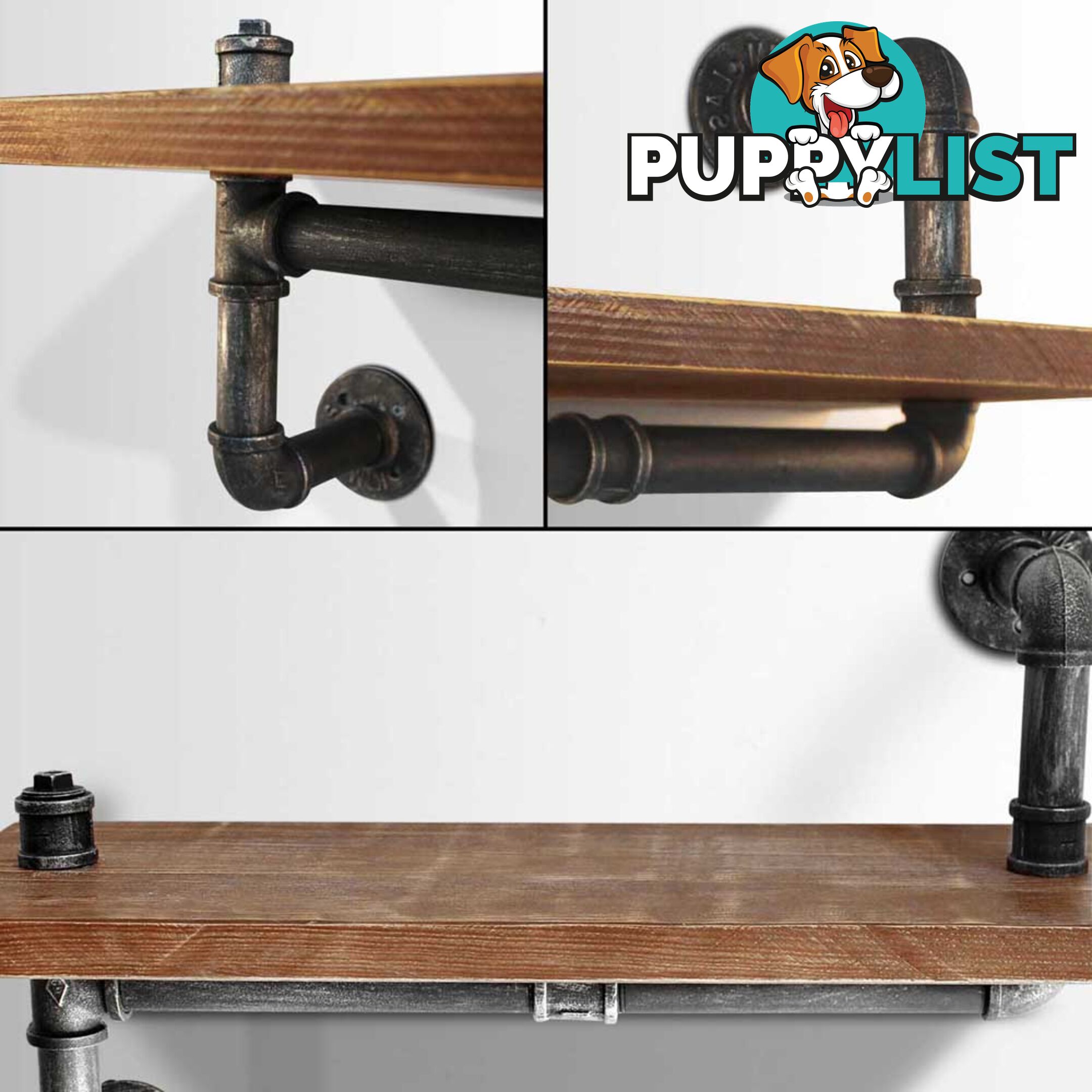 Rustic Industrial DIY Floating Pipe Shelf