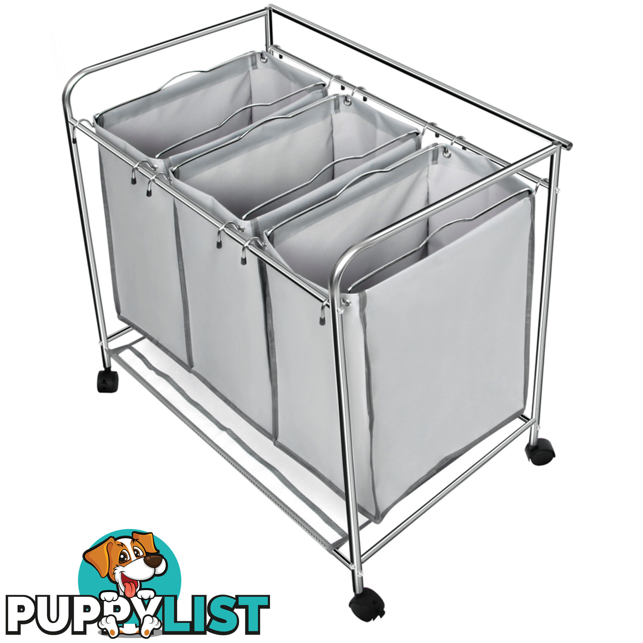 3 Compartment Laundry Cart Basket Trolley w/ Iron Board