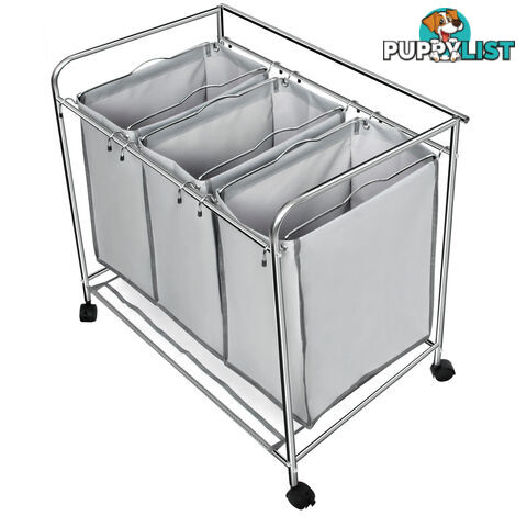 3 Compartment Laundry Cart Basket Trolley w/ Iron Board