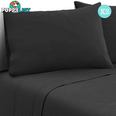 3 Piece Microfibre Sheet Set King Single _ Black