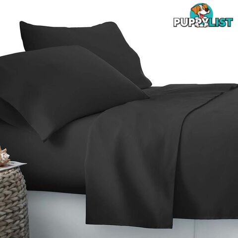 3 Piece Microfibre Sheet Set King Single _ Black