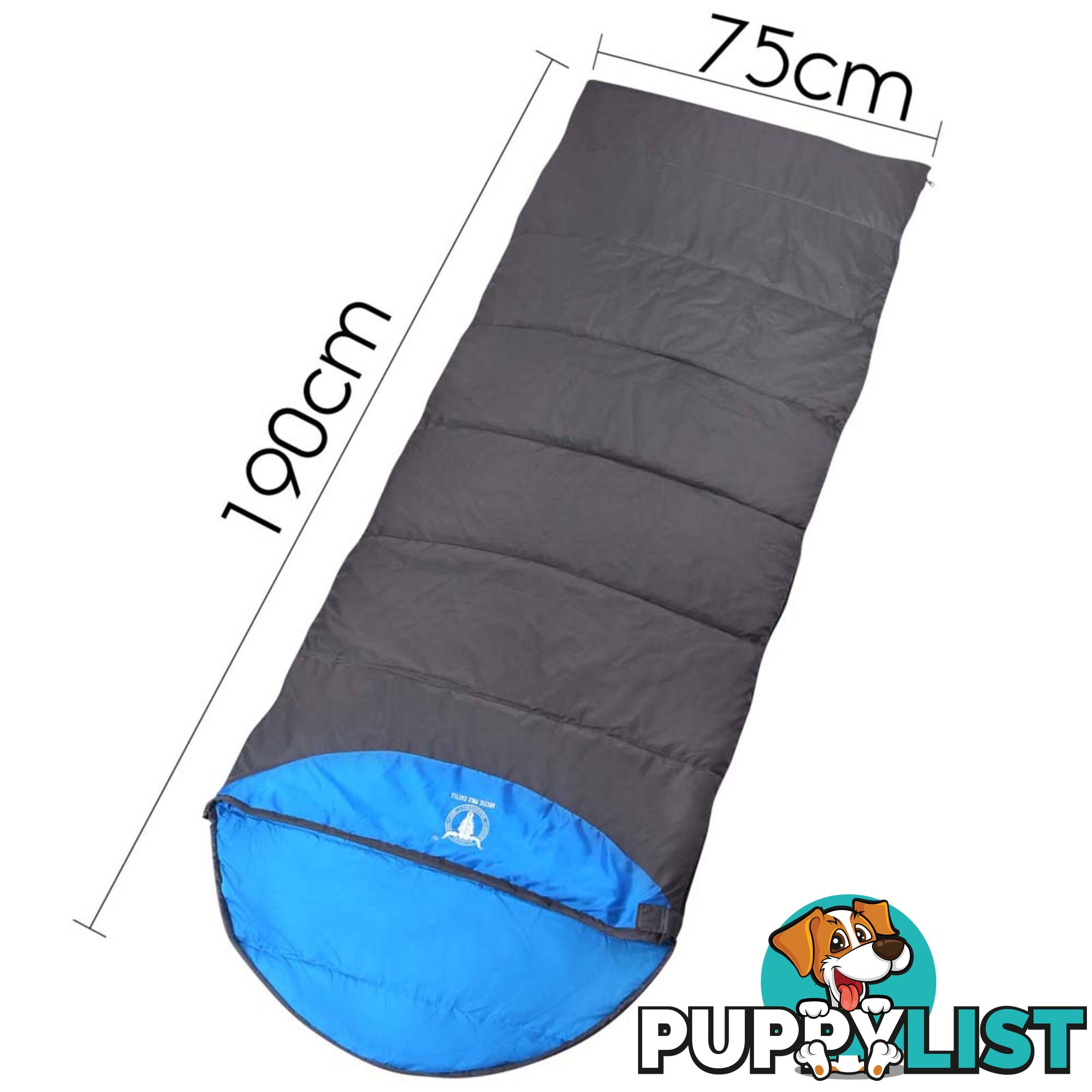 Single Camping Envelope Sleeping Bag Blue Grey