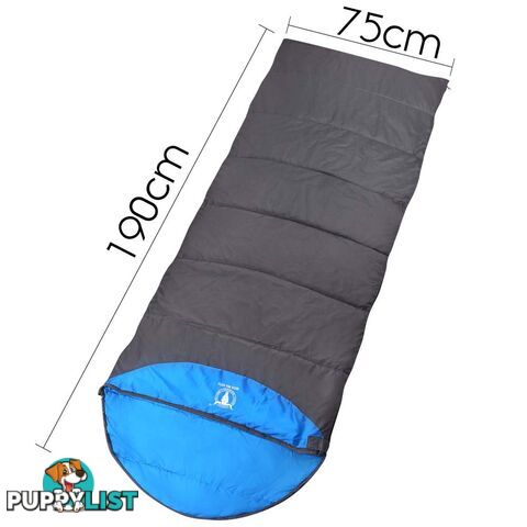 Single Camping Envelope Sleeping Bag Blue Grey