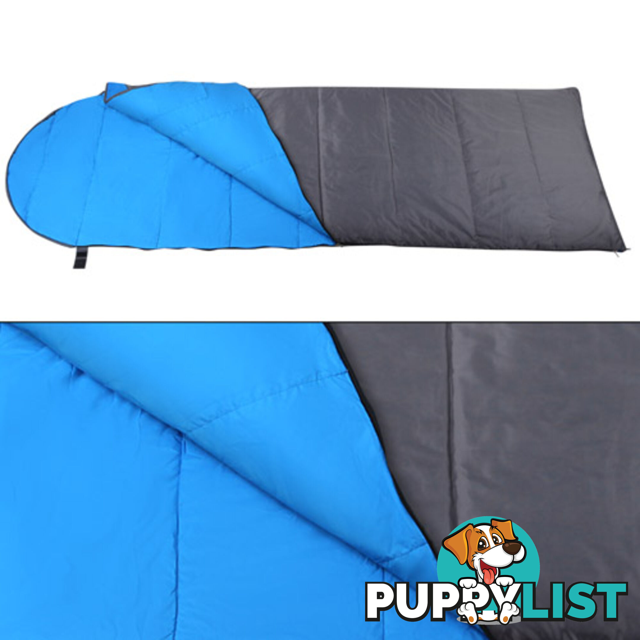 Single Camping Envelope Sleeping Bag Blue Grey