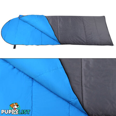 Single Camping Envelope Sleeping Bag Blue Grey