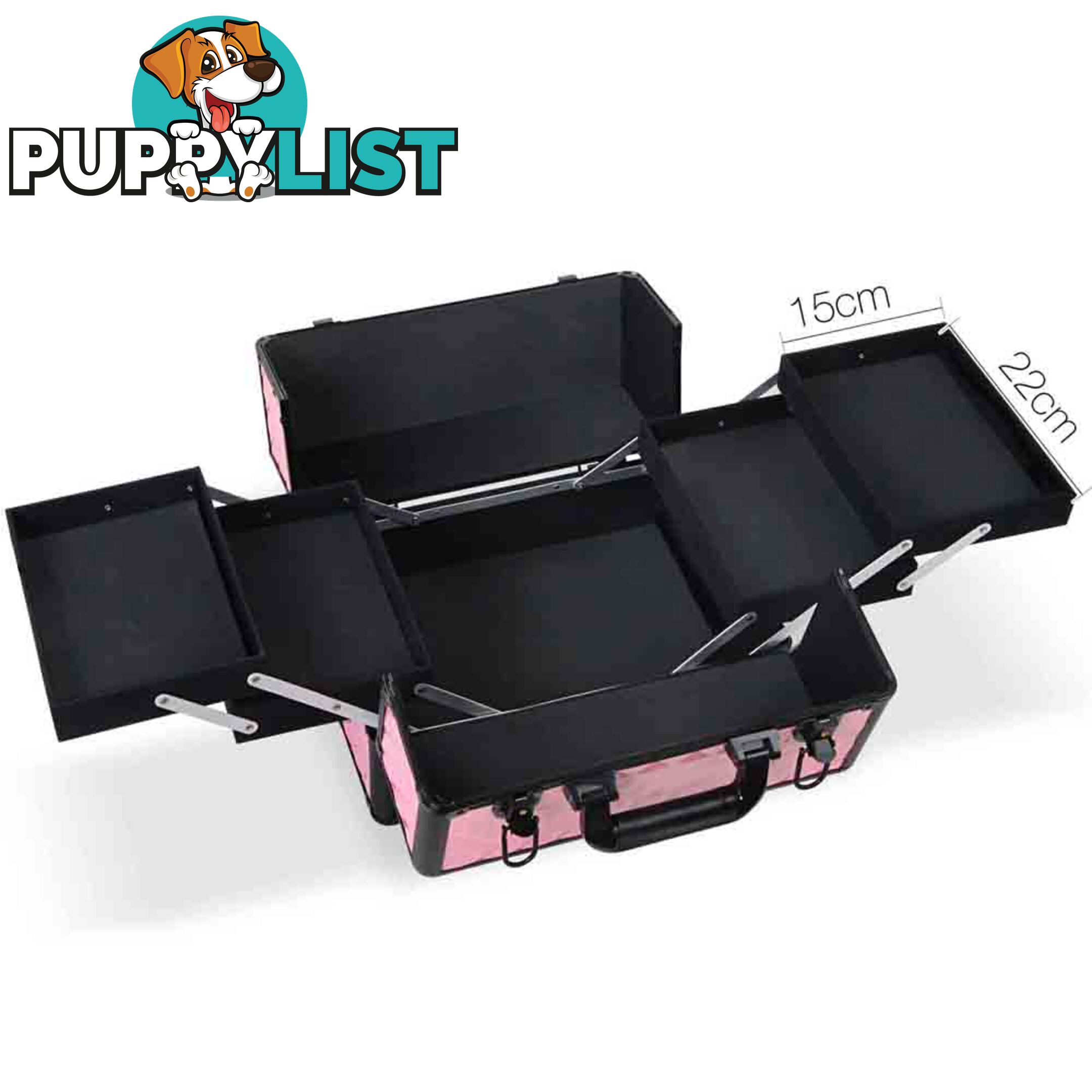 7 in 1 Portable Beauty Make up Cosmetic Trolley Case Pink