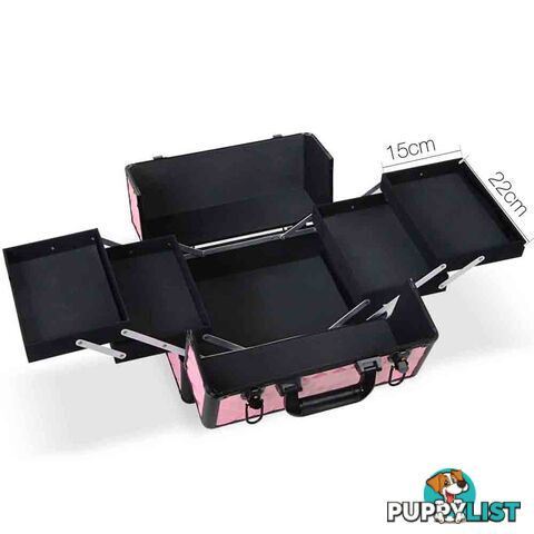 7 in 1 Portable Beauty Make up Cosmetic Trolley Case Pink