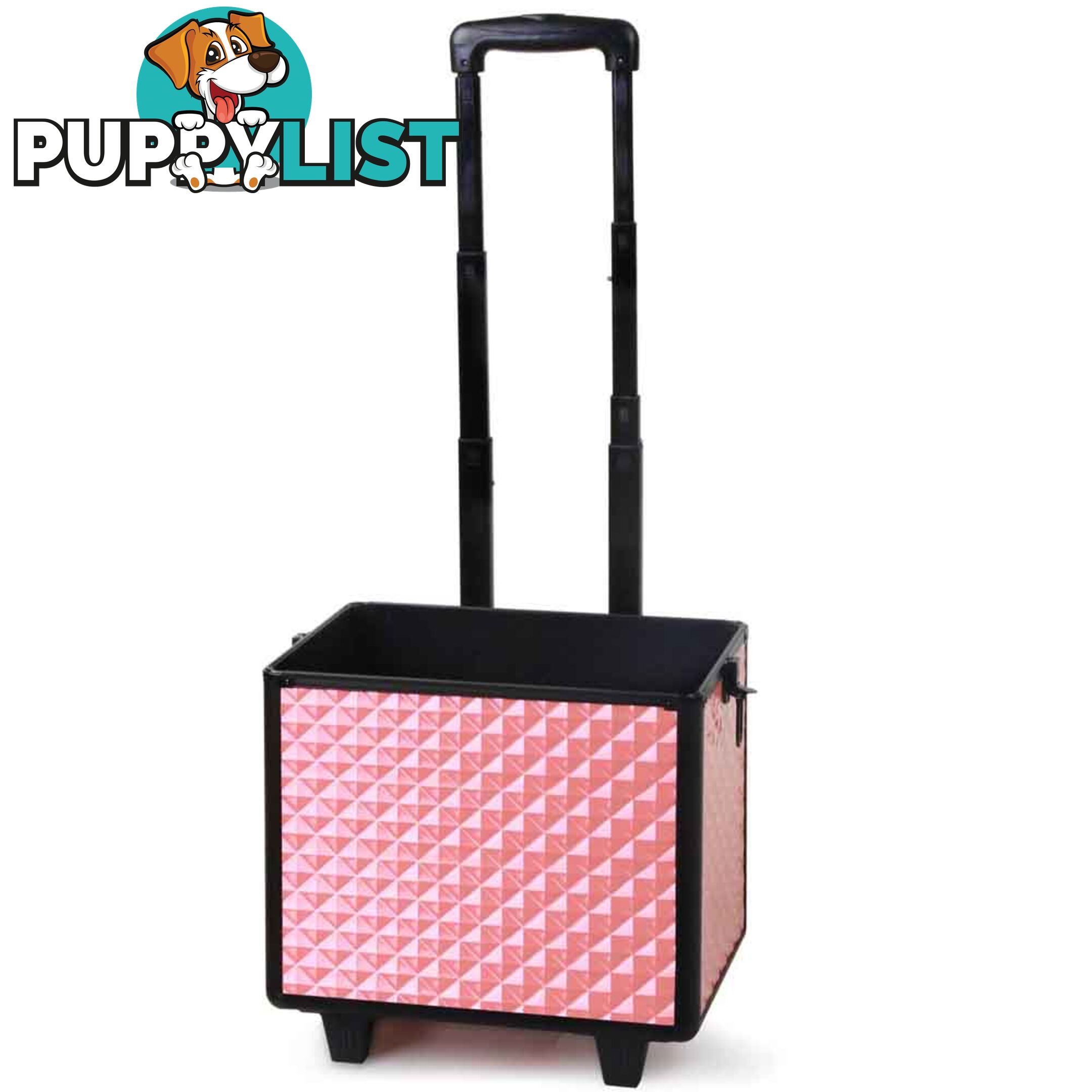 7 in 1 Portable Beauty Make up Cosmetic Trolley Case Pink