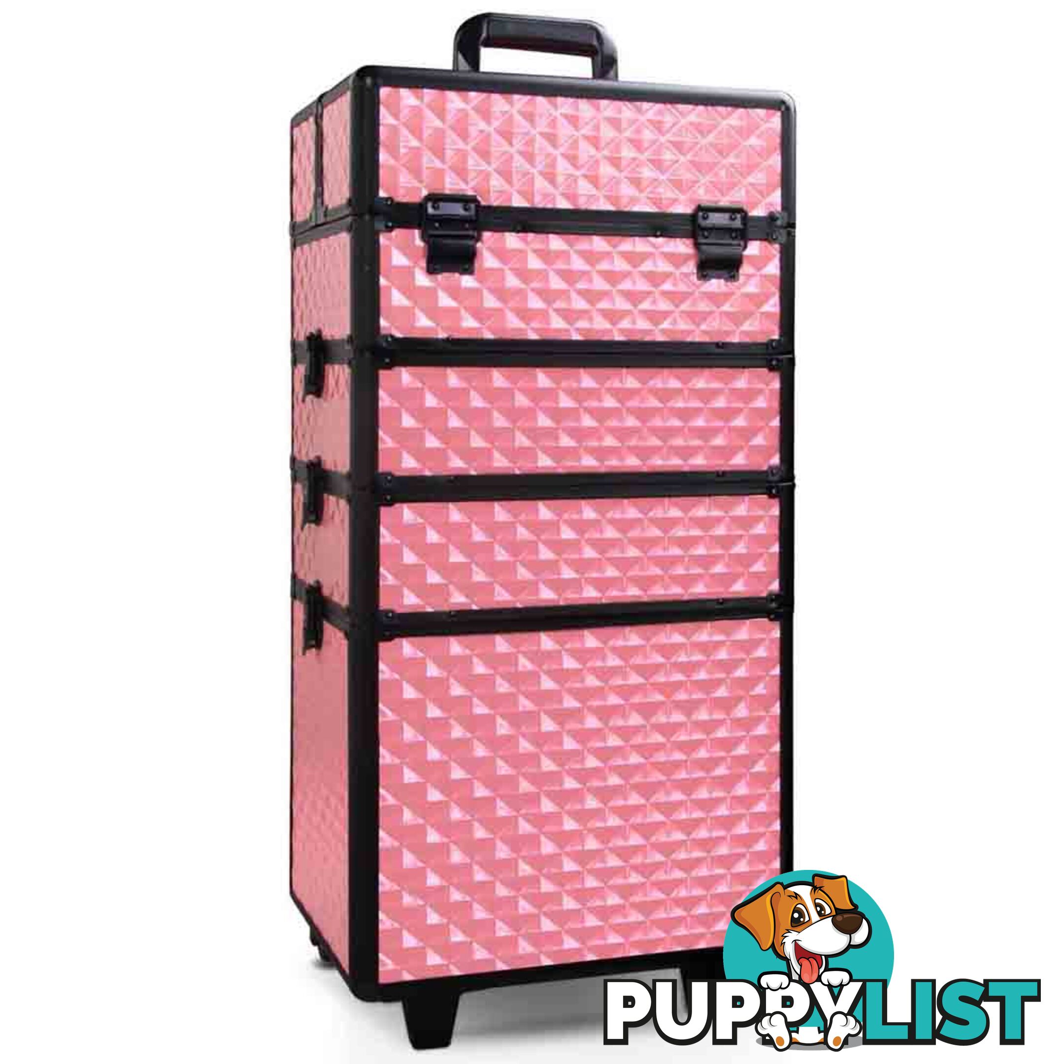 7 in 1 Portable Beauty Make up Cosmetic Trolley Case Pink