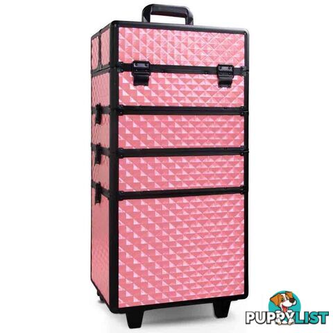 7 in 1 Portable Beauty Make up Cosmetic Trolley Case Pink