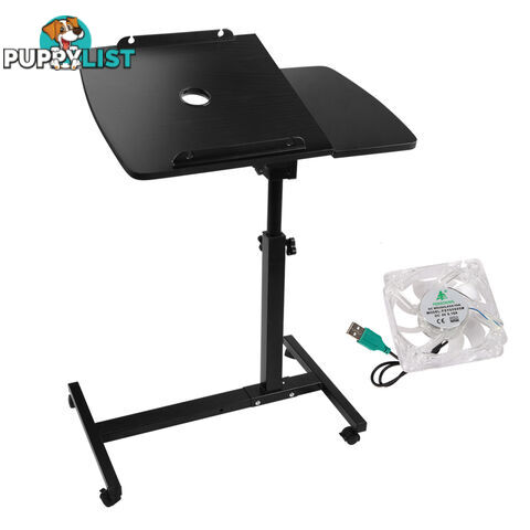 Rotating Mobile Laptop Adjustable Desk w/ USB Cooler Black