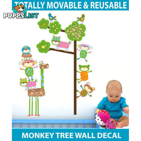 Large Size Funky Monkeys in a Tree Wall Stickers  - Totally movable