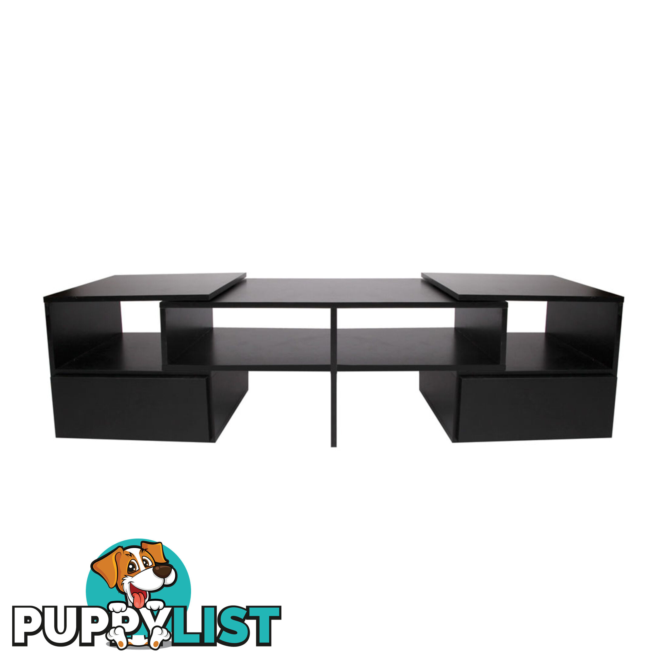 TV Stand Entertainment Unit Adjustable Cabinet Black