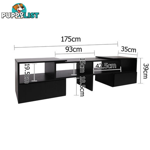 TV Stand Entertainment Unit Adjustable Cabinet Black