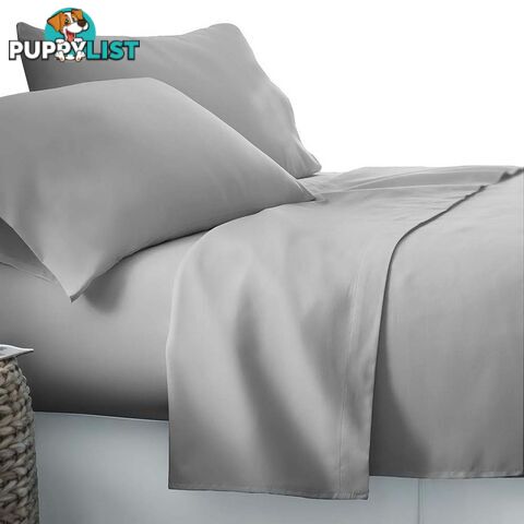 4 Piece Microfibre Sheet Set King _  Grey