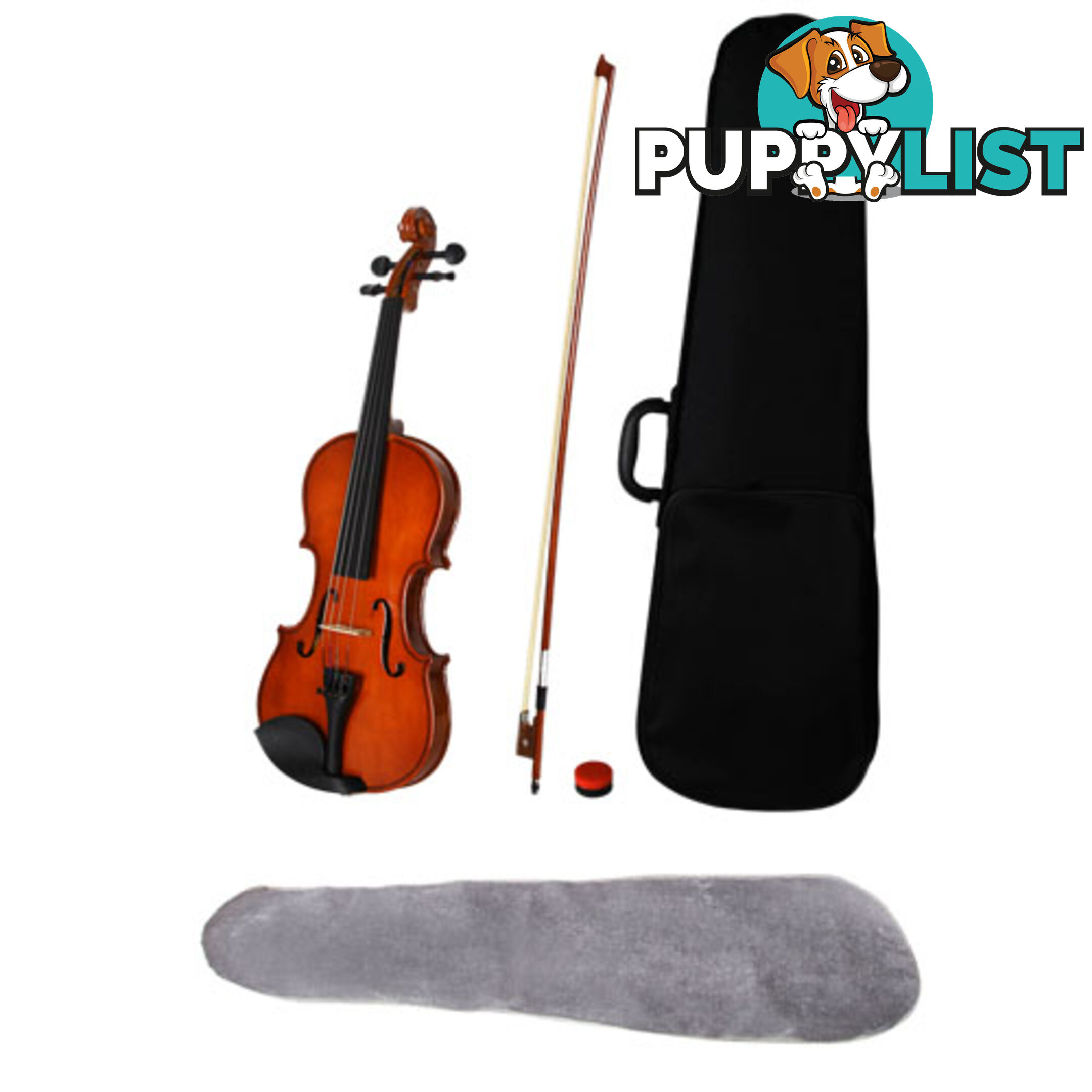 Full Size 4/4 Natural Wooden Beginner Violin Set Brown