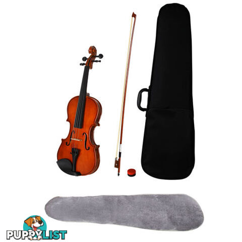 Full Size 4/4 Natural Wooden Beginner Violin Set Brown